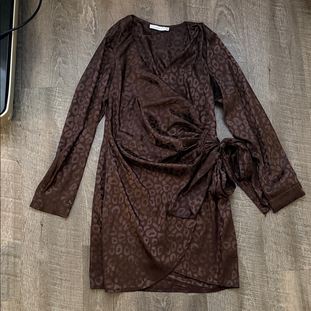 Elegant Brown Wrap Dress